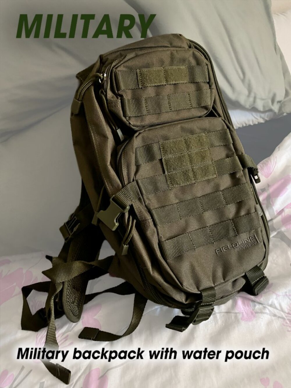 NEW Fieldline Tactical Backpack w/ 3L Hydration Bladder – OD Green